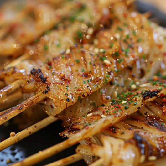 Spicy Grilled Chow Fun Skewers