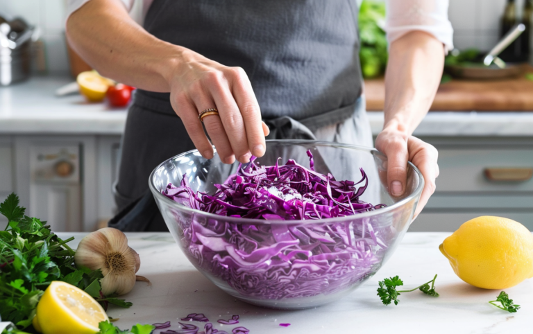 Red Cabbage Salad with Jalapeño Ginger Dressing